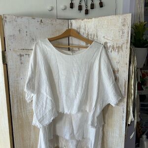 Boho White Cotton Layered Top by Umgee Size M